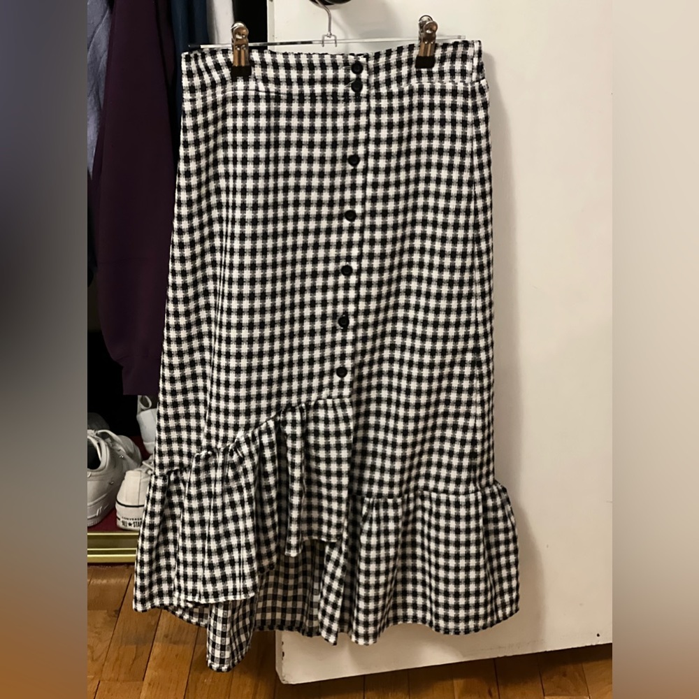 Checkered midi skirt